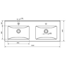 Раковина Marka One Duo 120 Polytitan У99050 двойная Белая