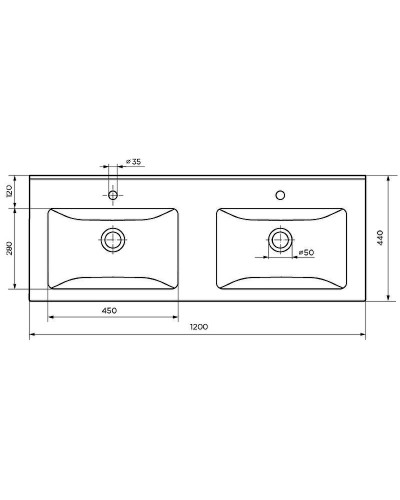 Раковина Marka One Duo 120 Polytitan У99050 двойная Белая