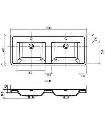 Раковина BelBagno Ancona-N 120 EA-1200-2-LVB двойная Белая