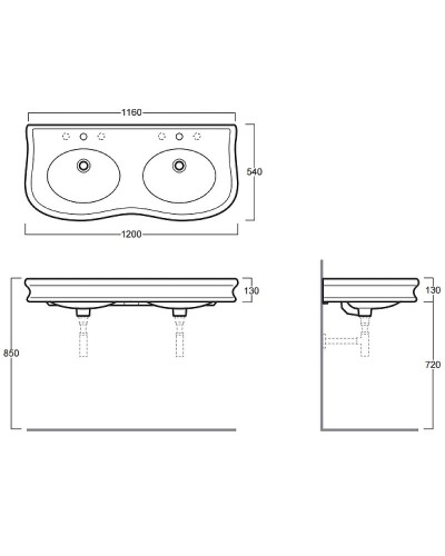 Раковина Simas Lante 120 LA12bix1 двойная Белая