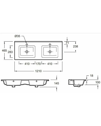 Раковина Jacob Delafon Ola 120 EXVA112-00 двойная Белая
