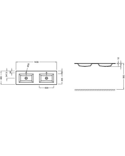 Раковина Jacob Delafon Sherwood 140 EB2100-DD2 двойная Серая