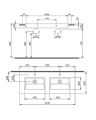 Раковина Bocchi Milano 120 1111-004-0126 двойная Черная матовая
