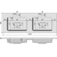 Раковина Jorno Modul 120 Mol.08.120/W двойная Белая