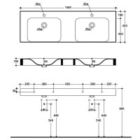 Раковина Kerasan Cento 140 353601x1 двойная Белая