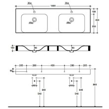 Раковина Kerasan Cento 140 353601x1 двойная Белая