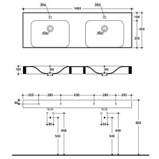 Раковина Kerasan Cento 140 353601x1 двойная Белая