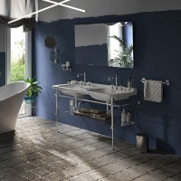 Раковина Kerasan Waldorf 150 4143K1bi/crx3 двойная Белая