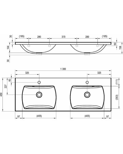 Раковина Ravak Classic II 130 XJX01113000 двойная Белая