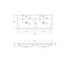 Раковина Cezares Eco 120 CZR-1200/480-2-LV-MR-ECO двойная Белая