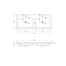 Раковина Cezares Eco 120 CZR-1200/480-2-LV-MR-ECO двойная Белая
