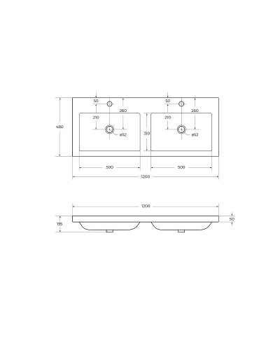Раковина Cezares Eco 120 CZR-1200/480-2-LV-MR-ECO двойная Белая