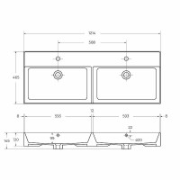 Раковина Cezares 120 CZR-MIL-120-2-LVB двойная Белая