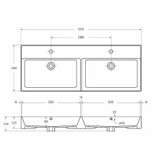 Раковина Cezares 120 CZR-MIL-120-2-LVB двойная Белая
