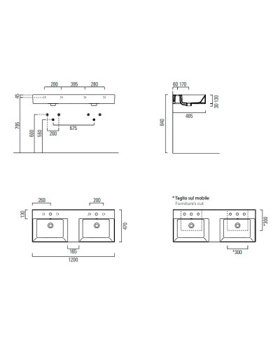 Раковина GSI Kube X 120 9425111 двойная Белая
