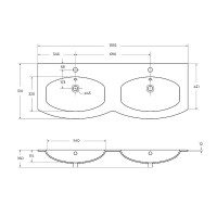 Раковина Cezares Vague 138 50156 двойная Белая