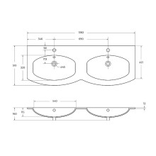 Раковина Cezares Vague 138 50156 двойная Белая