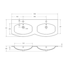 Раковина Cezares Vague 138 50156 двойная Белая
