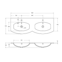 Раковина Cezares Vague 138 82412 двойная Extra Bianco