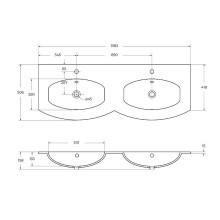 Раковина Cezares Vague 138 82412 двойная Extra Bianco
