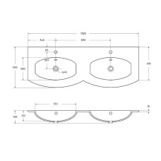 Раковина Cezares Vague 138 82412 двойная Extra Bianco