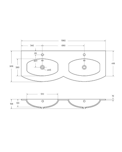 Раковина Cezares Vague 138 82412 двойная Extra Bianco