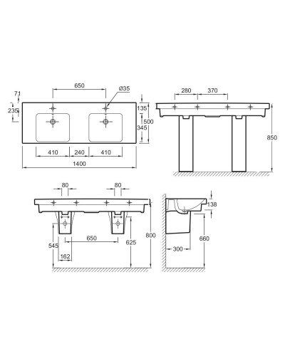 Раковина Jacob Delafon Odeon Up 140 E4779-00 Белая