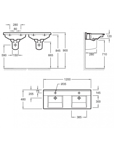 Раковина Jacob Delafon Struktura 120 EXF112-00 Белая