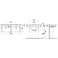 Двойная раковина-столешница 130 см Laufen Palace 8.1070.8.000.104.1