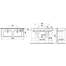 Pаковина двойная накладная 130 см Laufen Pro A 8.1496.7.000.104.1