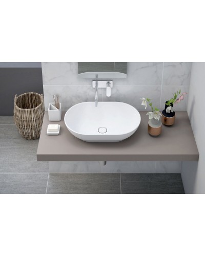 Накладная раковина из литьевого мрамора CEZARES TITAN-ROUND-60-39-14-LVB