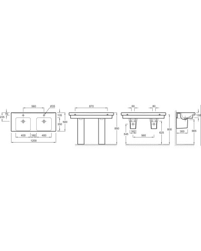 Раковина подвесная 120 см Jacob Delafon Odeon Up E4730-00