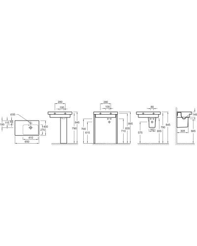 Раковина с левым крылом 65 см Jacob Delafon Odeon Up E4758G-00