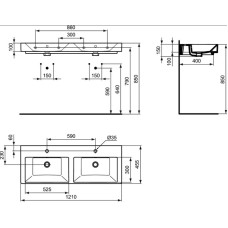 Раковина 120 см Ideal Standard Strada K079101