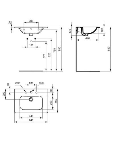 Раковина 64 см Ideal Standard Active T054701