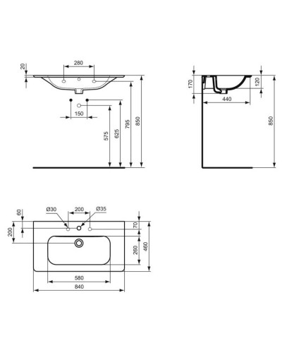 Раковина 84 см Ideal Standard Active T054801