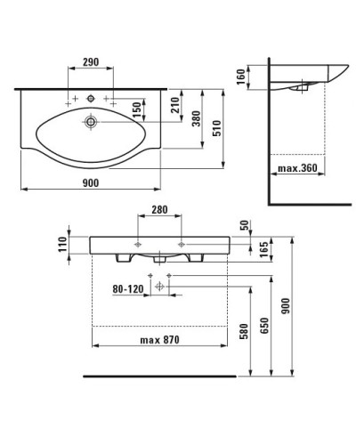 Раковина 90 см Laufen Palace 8.1170.2.000.104.1