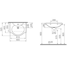 Раковина 66,5 см Vitra Arkitekt 4047B003-0001