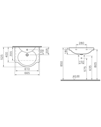 Раковина 66,5 см Vitra Arkitekt 4047B003-0001