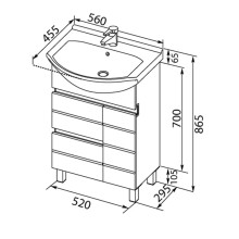 Раковина Aquanet Shenxin 55