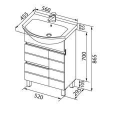 Раковина Aquanet Shenxin 55