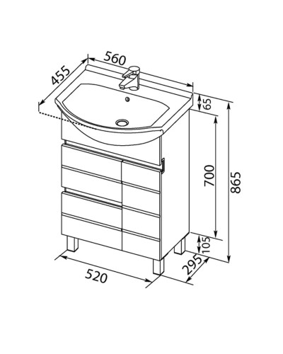 Раковина Aquanet Shenxin 55