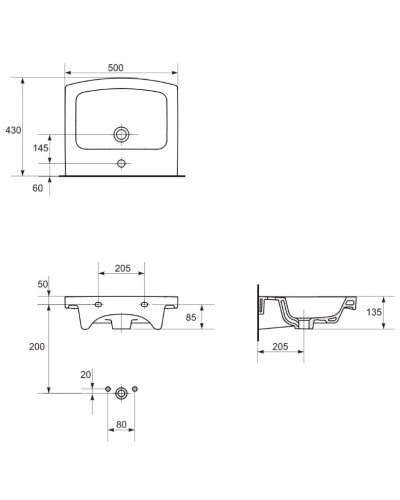 Раковина 50х43 см Cersanit Easy UM-ES 50/1