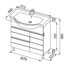 Раковина Aquanet Shenxin 90 00169552