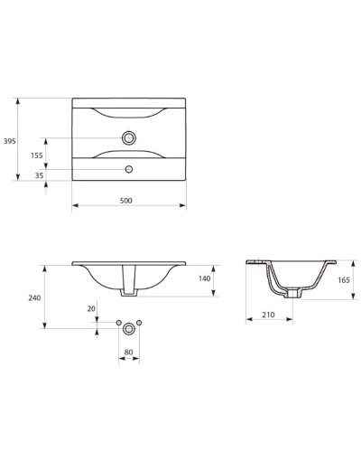 Раковина 50х39,5 см Cersanit Ontario UUM-On50/1