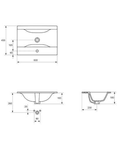 Раковина 60х45 см Cersanit Ontario UM-On60/1