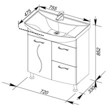 Раковина Aquanet Стиль 750