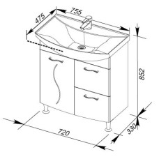 Раковина Aquanet Стиль 750