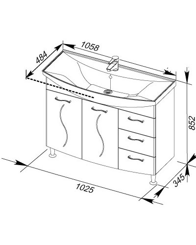 Раковина Aquanet Стиль 1050