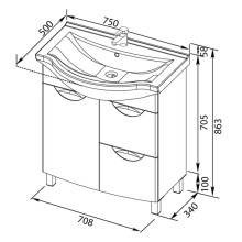 Раковина Aquanet Everson ECB58751